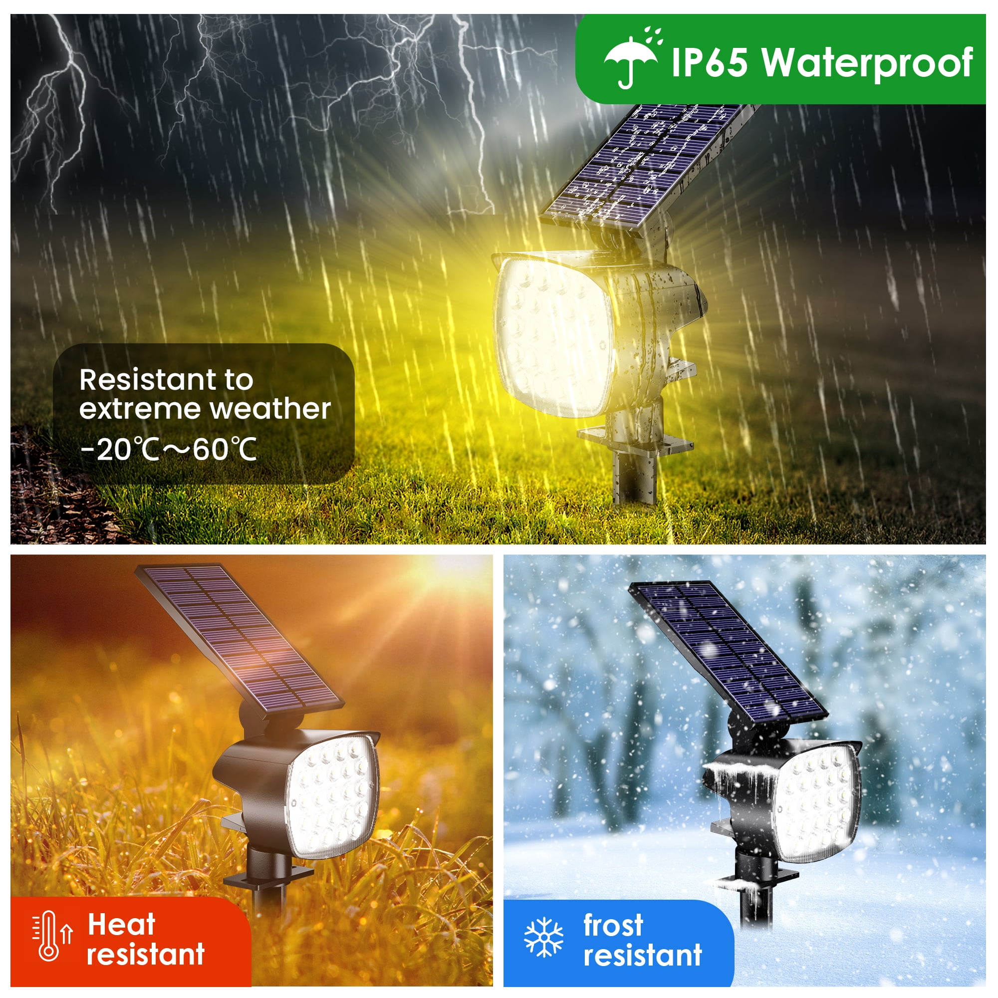 DAYBETTER Outdoor Solar Lights, 3 Modes Ground Spotlights for Garden Yard Landscape Path Lighting, Warm White