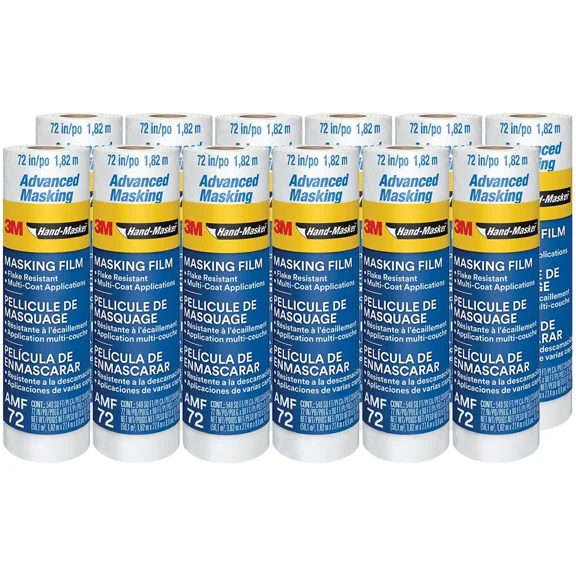 12-Pack of 72" x 90' 3M AMF72 Hand-Masker Pre-Folded Advanced Masking Film