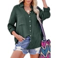 thumbnail image 2 of Long Sleeve Solid Color Women Turn-Down Collar Casual Loose Shirt Blouse, 2 of 2