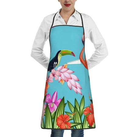 

Rocae Tropical Jungle Flamingo for Kitchen Aprons for Women Adjustable Cooking Kitchen Chef Apron for Men with Pockets