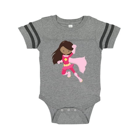 

Inktastic African American Girl Superhero Girl Pink Cape Gift Baby Girl Bodysuit