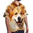 thumbnail image 2 of Pixel Dog Men's Hawaiian Shirt, Short Sleeve Printed Button Down Beach Casual Tops, Summer Spread Collar Men's Shirts, 2 of 6