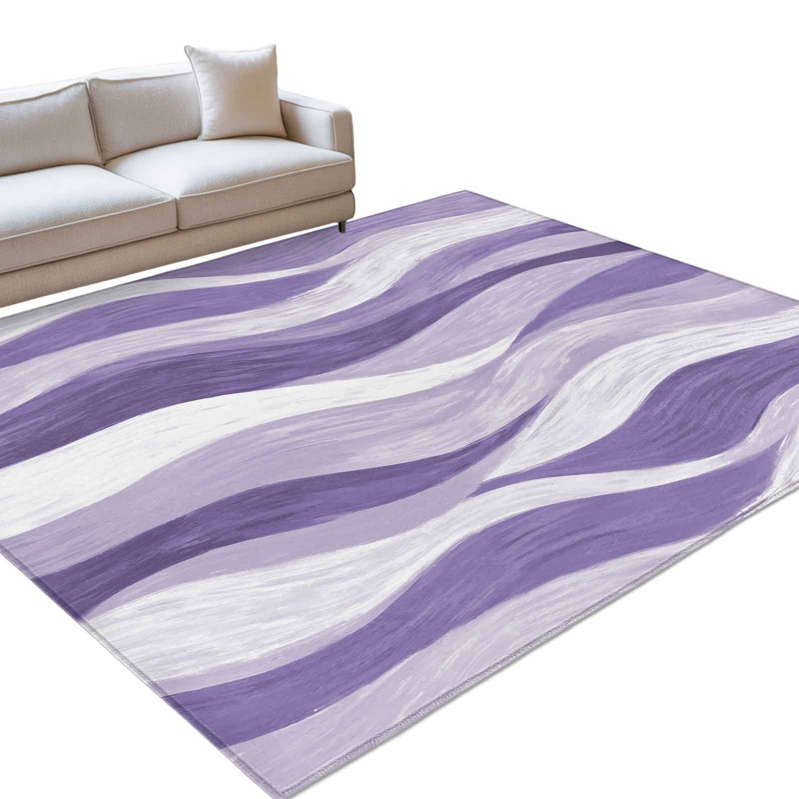 Purple Ocean Waves Area Rugs 4x6ft Abstract Modern Ombre Stripes Washable Rug Non Slip Indoor Carpet Absorbent Floor Mat for Living Room Bedroom Dining Room