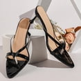 thumbnail image 5 of Qingpeng Womens Kitten Heel Thong Sandals Pointed Toe Crisscross Straps Slip On Mules for Summer Party and Vacation, 5 of 8
