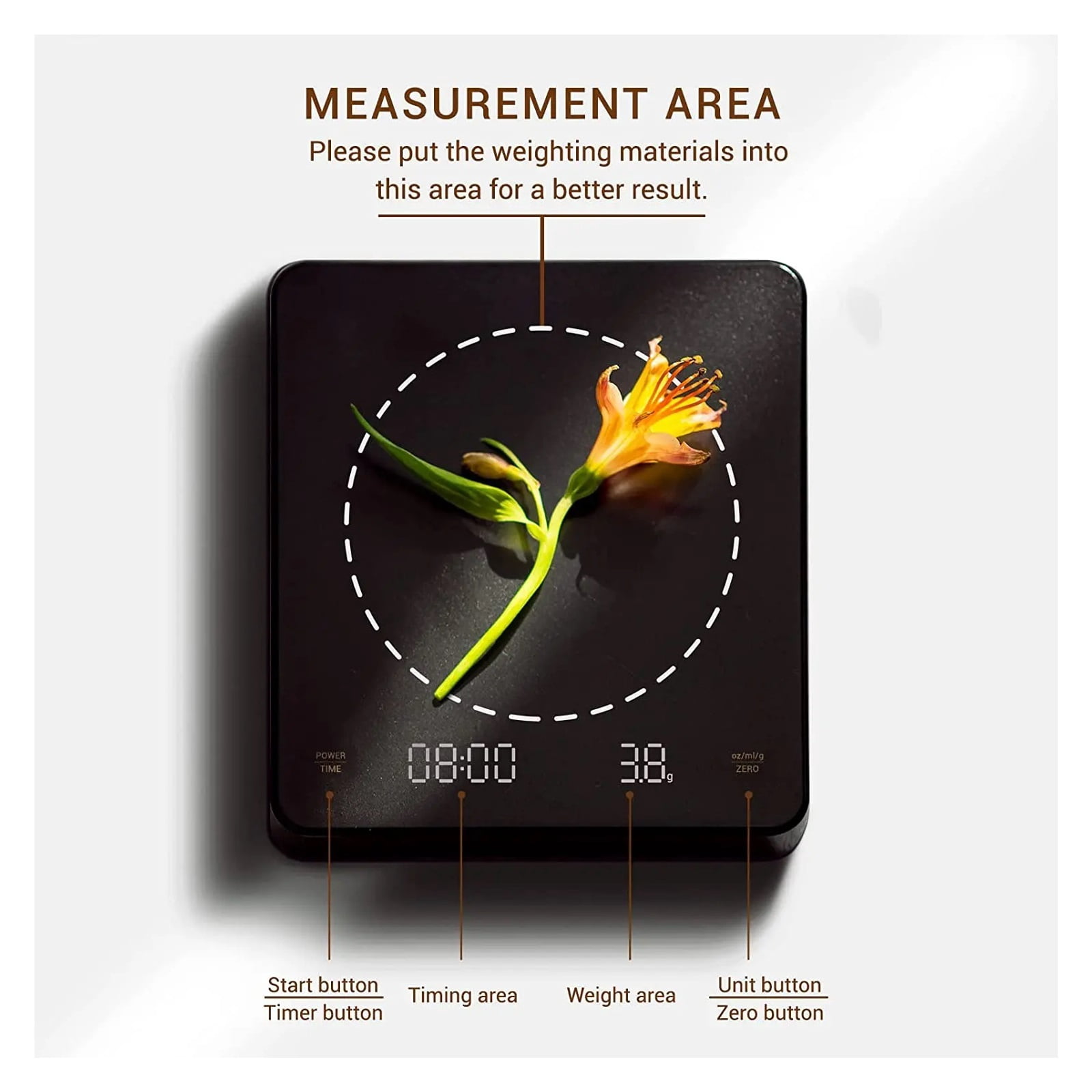 Smart LED Screen Coffee Scale Kitchen Scales, 3kg/0.1g Mirror+Basic+Electronic Scale Built-in Auto Timer Pour Over Espresso ,Simple Operation