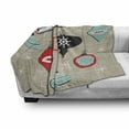 thumbnail image 3 of Christmas Soft Flannel Fleece Blanket, Retro Style Inspired Noel Slogan with Hanging Baubles on Doodle Grid Frame Print, Cozy Plush for Indoor and Outdoor Use, 70" x 90", Multicolor, by Ambesonne, 3 of 6