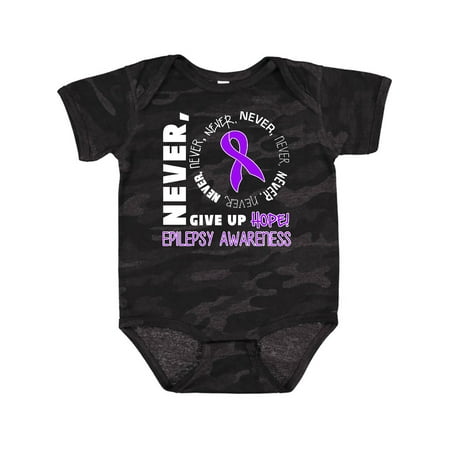 

Inktastic Never Give Up Hope Epilepsy Awareness Gift Baby Boy or Baby Girl Bodysuit