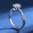 thumbnail image 4 of Women's 925 Sterling Silver Geometric Ring with Simulated Diamond, Six Prong Setting, Electroplated, Adjustable, 4 of 5