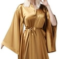 thumbnail image 5 of YAOLAN Women's Silk Kimono Long Robe Satin Bridesmaid Wedding Sleepwear Plus Size, 5 of 11