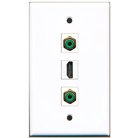 RiteAV - 1 Port HDMI 2 Port RCA Green Wall Plate