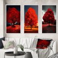 thumbnail image 1 of Designart « Majestueux Arbre Rouge Capturé en Photographie de Nature » Arbres de Paysage Ensemble d'Art Mural Encadré de 3 - Ensemble de Cadres Arbres Rouges pour Déco de Bureau, 1 of 6