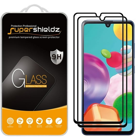 (2-Pack) Supershieldz Designed for Samsung Galaxy A41 [Full Screen Coverage] Tempered Glass Screen Protector, Anti-Scratch, Bubble Free (Black Frame)