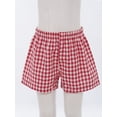 thumbnail image 3 of Haitryli Kids Girls Elastic Waist Plaid Boxer Shorts Gingham Wide Leg Mini Summer Shorts Y2K Beach Bottoms Red 5-6, 3 of 6