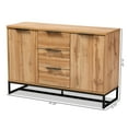 thumbnail image 3 of Baxton Studio Reid Modern and Contemporary Industrial Oak Finished Wood and Black Metal 3-Drawer Sideboard Buffet, 3 of 10