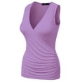 thumbnail image 2 of Doublju Women's V- Neck Sleeveless Shirred Sides Tank Top (Plus Size Available), 2 of 4