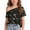 Black, variant on 5-14 Years Como Printed One-Shoulder Top Cold Shoulder Casual Top Loose Short Sleeve T-Shirts for Casual Daily and Summer Wear