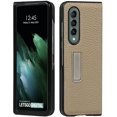 thumbnail image 2 of Compatible with Samsung Galaxy Z Fold 3 5G Case,Built-in Alloy Stand Feature Litchi Pattern Genuine Leather Basic Case for Samsung Galaxy Z Fold 3 5G,Light Gray, 2 of 12