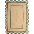 thumbnail image 1 of Shree Exports Hand Woven Farmhouse Jute Area Scalloped Rug (Green, 4x6 Feet), 1 of 5