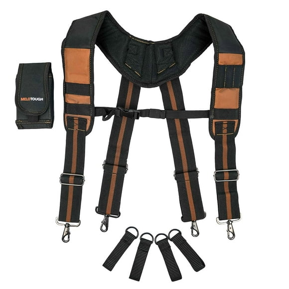 MELOTOUGH Ceinture à Outils Bretelles de Travail de Construction avec Support de Téléphone Détachable Confortable Coussin en Mousse (Kaki)