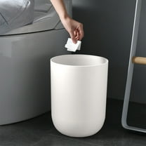 AuroraX Toilet Trash Can 2.2 Gallon White Stylish Round Garbage Can Minimalist Plastic Trash Bin for Bathroom