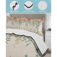 thumbnail image 3 of Twin Quilt Bedding Set, Watercolor Floral Reversible Summer Quilt 3 Pieces, Spring Roses Eucalyptus Leaf Plants Beige Lightweight Bedspreads Coverlets with 2 Pillow Shams for All Seasons, 3 of 5