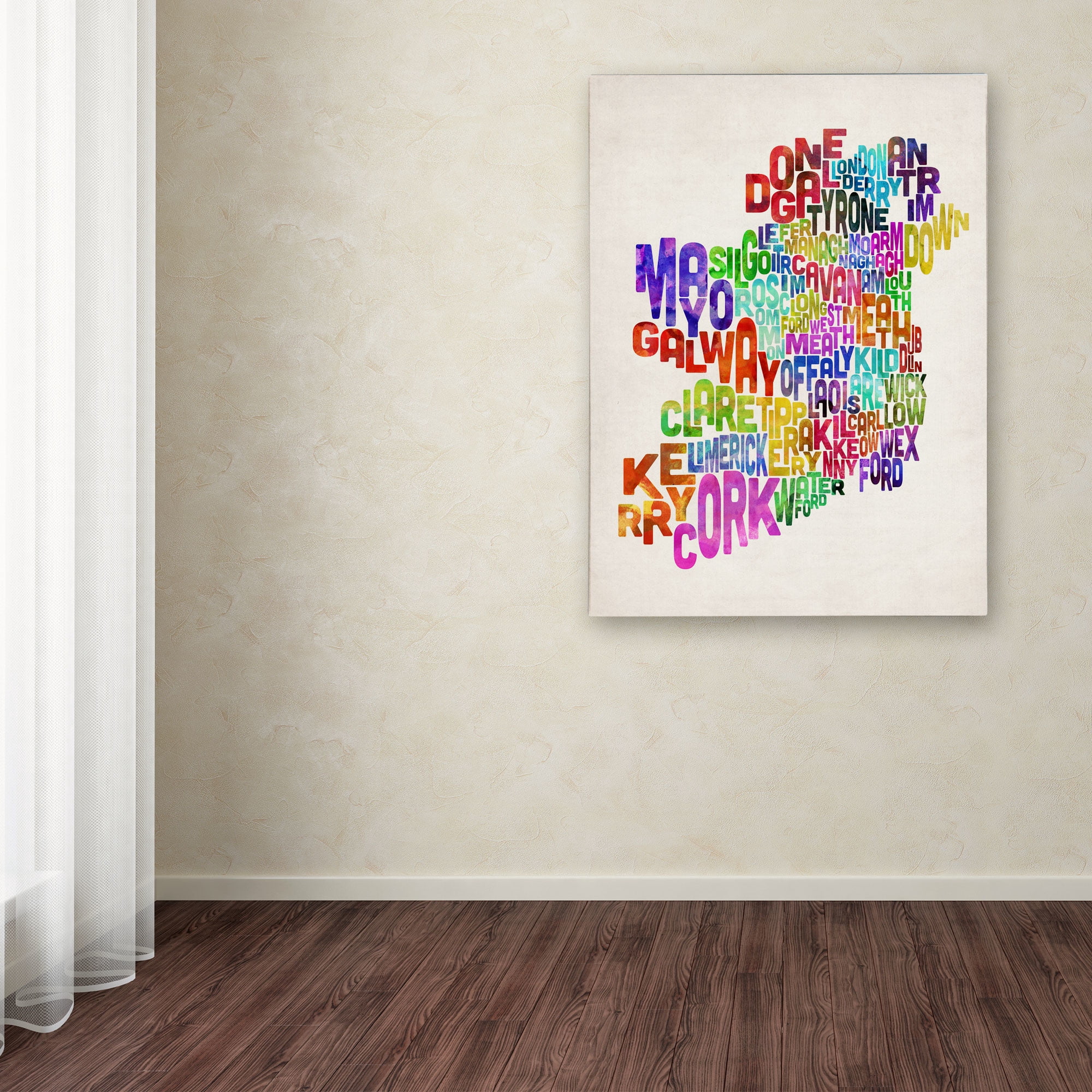 Trademark Art 'Ireland Text Map 3' Canvas Art by Michael Tompsett