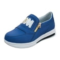 thumbnail image 7 of Platform Sneakers for Women Breathable Round Toe Chunky Bottom Slip on Low Top Side Zipper Flat Comfortable Walking Shoes Blue Size 7, 7 of 7