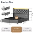 thumbnail image 4 of GUNAITO Queen Size Bed Frame with 4 Storage Drawers, Velvet Upholstered LED Bed with LED and USB Ports, Modern Wingback Headboard Bed with Bedside Storage Board, Gray, 4 of 11