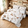 thumbnail image 3 of Manfei Cute Deer Fox Quilt King, Fall Branches Plant King Coverlet Set, White Tan, Reversible, 3pcs, 1 Bedspread and 2 Pillowcases, 3 of 7