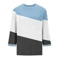 thumbnail image 6 of Fanxing Plus Size Fall Tops for Women 3/4 Sleeve Color Block Tunic T-Shirts Casual Loose Crew Neck Trendy Blouses Sky Blue L, 6 of 6