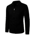 thumbnail image 5 of Fznquz Long Sleeve Mens Tshirts Collared Black Full Zip Tees Shirts Plain Fall Winter Men Fashion, 5 of 6