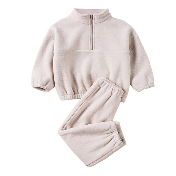 Ruyang Toddler Boys Girls Fleece Clothing Set Half Zip Up Sweatshirt Joggers 2 Piece Outfits Warm Sweatsuits Tracksuit