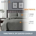 thumbnail image 2 of Swift Home 2PC Reversible Diamond Stitch Soft Quilt & Sham Set, Dark Grey, Twin/Twin XL, 2 of 6
