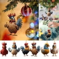 thumbnail image 2 of Colgante de acrílico para árbol de Navidad, Serie de gallo, pollo, Animal creativo, decoración de llavero de coche, 2023, 2 of 4