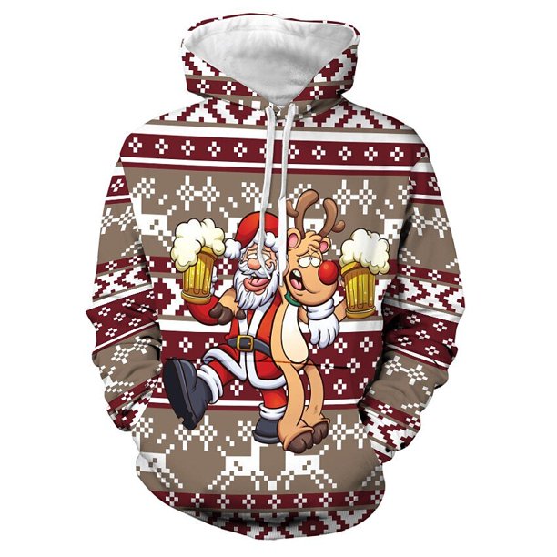 Sudadera con capucha para hombre, ropa de calle de manga larga con estampado Harajuku de Navidad, Tops casuales de gran tamaño, otoño