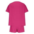 thumbnail image 4 of My Orders Gamivast Two Piece Sets for Women Striped Color Block Sweatsuit Oversized Short Sleeve Tops and Shorts Lounge Sets Summer Workout Outfits Pink XL Camisas Para Mujer, 4 of 5