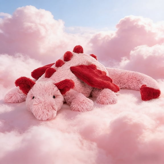 NOBRAND Adorable Heart Dragon Stuffed Animal Soft Plush Toy Cute Valentine’s Day Birthday Gifts for Familys Friends, Pink and Red, 20"