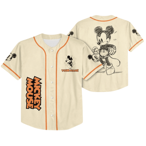 Personalize Mickey Classic Sketup Custom Kids, Youth, Adult Disney Baseball Jersey Sports Outfits Cute Gifts For Fans Disney