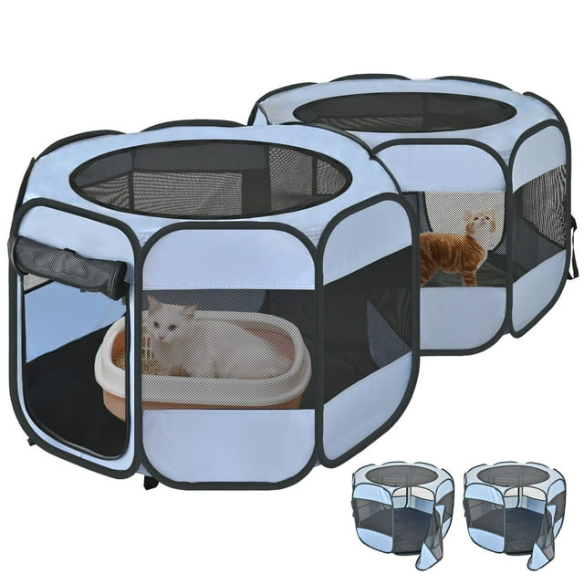 Parques de Juego para Gatos EighteenTek 2 en 1 Desmontables con 2 Puertas (Tamaño S)