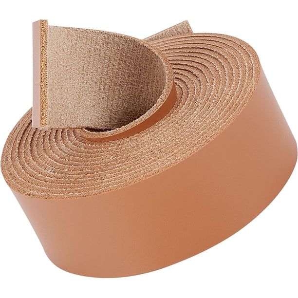 Rollo de correa de cuero marrón oscuro mate de 79" de largo y 1" de ancho, tiras de cordón de cuero plano de 2 mm de grosor, para cinturón, cordón trenzado de cuero de una sola cara.