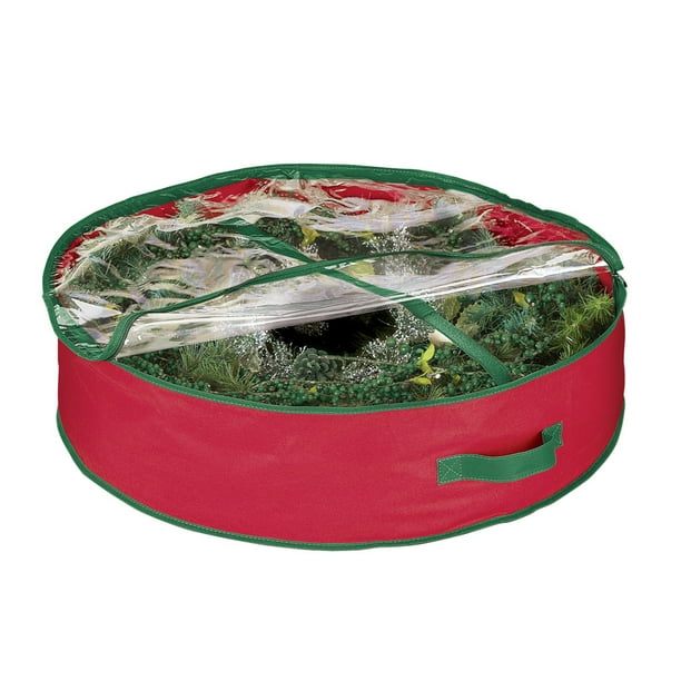 Whitmor Wreath And Garland Bag For 30 Inch Wreaths Red Green X 8 Com Whitmor Wreath And Garland Bag For 30, 36 Inch Wreath Storage Box