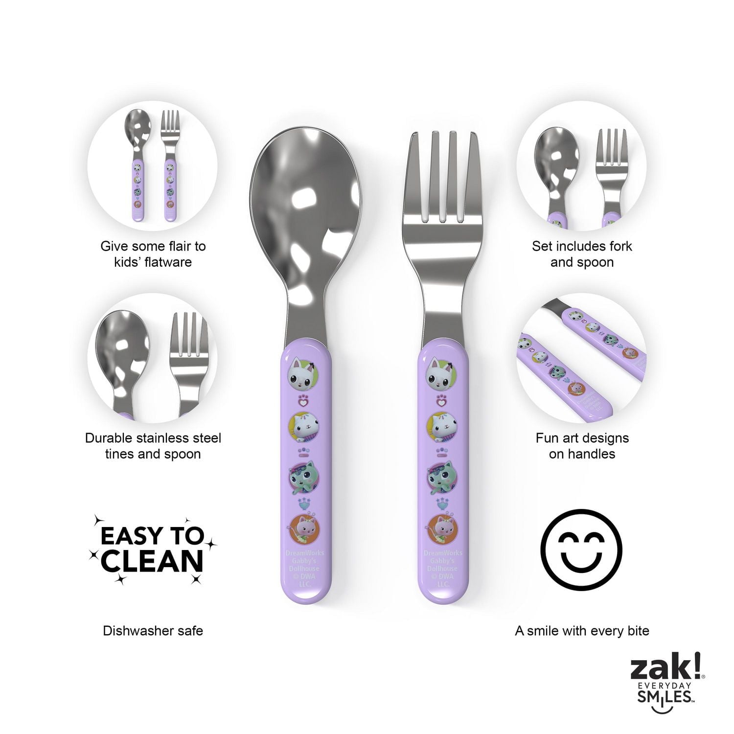 Zak Designs Gabby's Dollhouse 2pc Cutlery Set