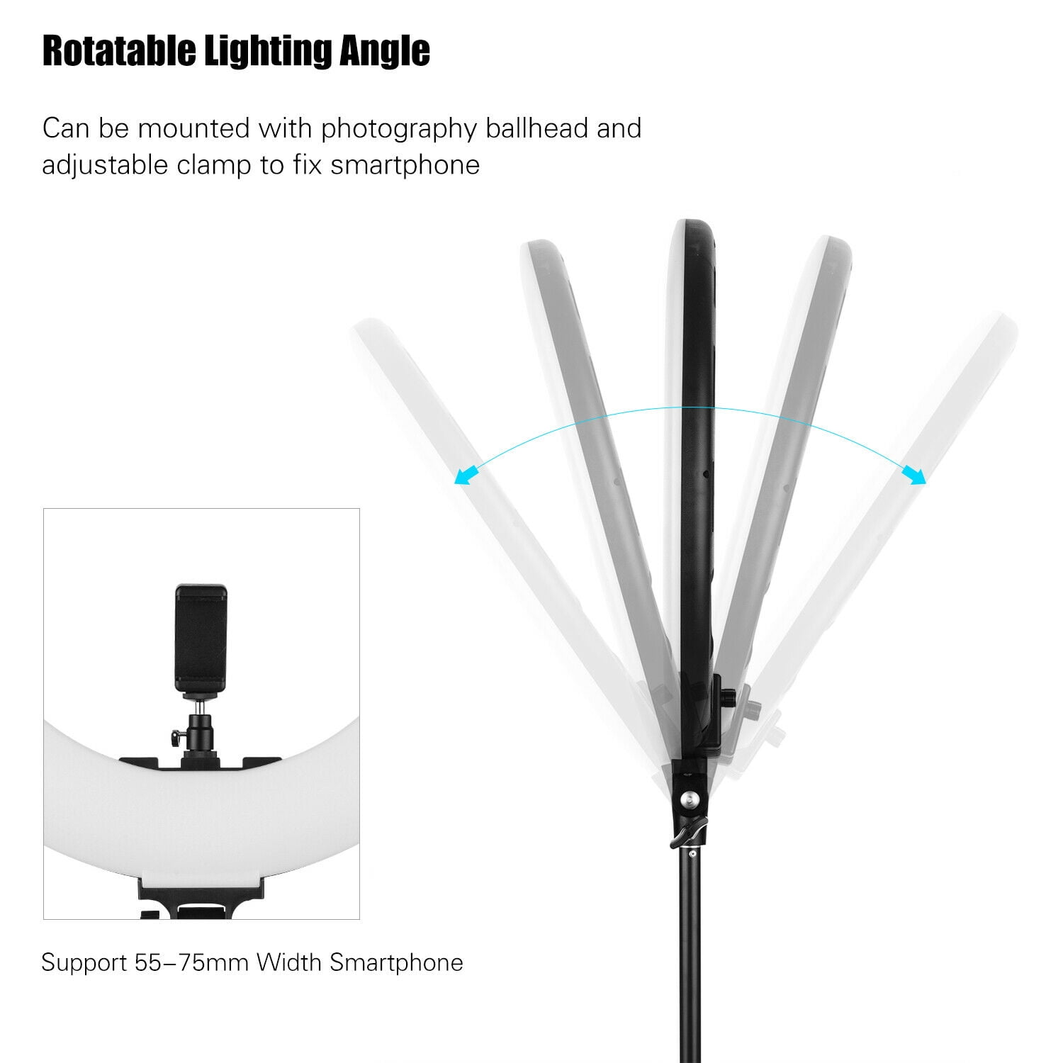17 inch LED Ring Light with Tripod Stand, Adjustable Color Temperature 2800k to 5600k Makeup Ring lights with Phone Holder, Carryin Bag,Bluetooth for Camera, YouTube