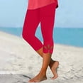 thumbnail image 2 of frariair High Waisted Leggings for Women Fashionable And Casual Waist Hollow Yoga Lightweight Comfortable Seven Point Pants Solid Color Soft Red, 2 of 5