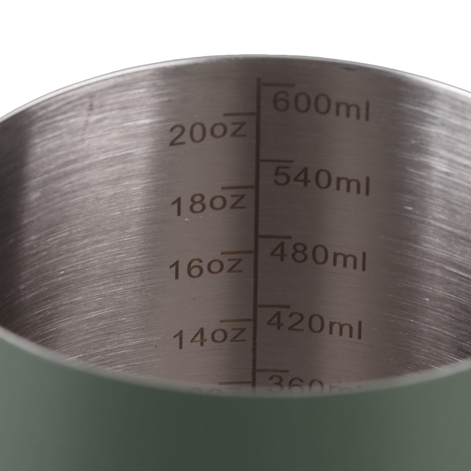 LAZIOEGR 600ML 304 Stainless Steel Coffee Frothing Pitcher with Inner Scale & Pointed Mouth for Latte Art