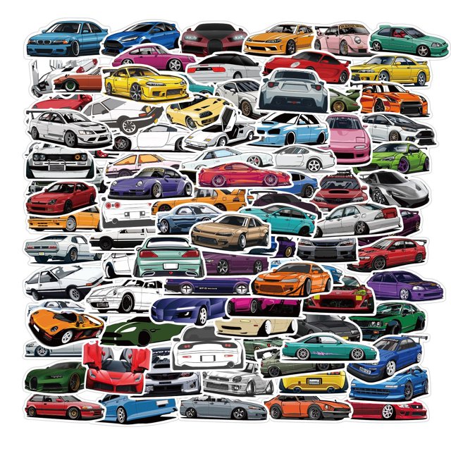 100 PCS JDM Sport Car Racing Stickers Water Bottles Laptop Phone Motorcycle Comp