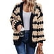 thumbnail image 1 of Suéter de Invierno de Punto Holgado con Rayas y Mangas Farol para Mujer, Moda de Otoño Albaricoque Negro L, 1 of 9