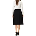 thumbnail image 3 of Allegra K Women's A-Line High Elastic Waist Button Front Casual Pleated Above the Knee Skirt, 3 of 6