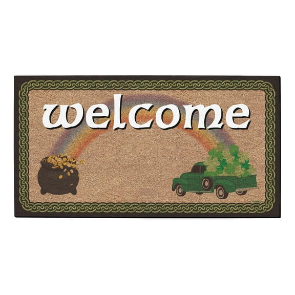 ThisWear Holiday Doormat Rainbow with Pot 'O Gold Welcome Mat Decor for St. Patricks Party Doormat Multi