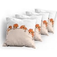 thumbnail image 5 of Ambesonne Cat Throw Pillow Cover 4 Pack, Banner with Little Kitties, 18", Orange Cream White, 5 of 7